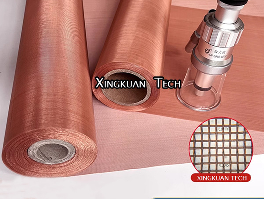 120mesh Copper Wire Mesh Aperture 0.13 - 0.16mm Plain Weave Red Color